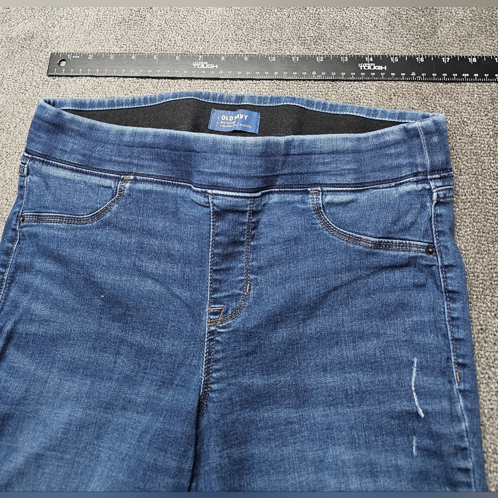 Old Navy Jeans Women Size 14 Distressed Blue Midrise PullOn Jeggings Rockstar - Picture 4 of 13